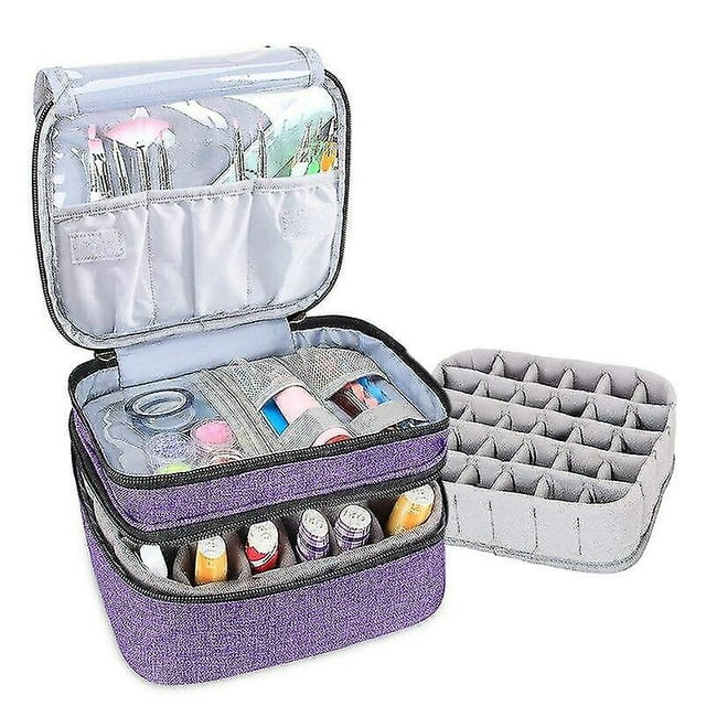 Neceser cosmético HUOGUO de doble capa con caja de almacenamiento