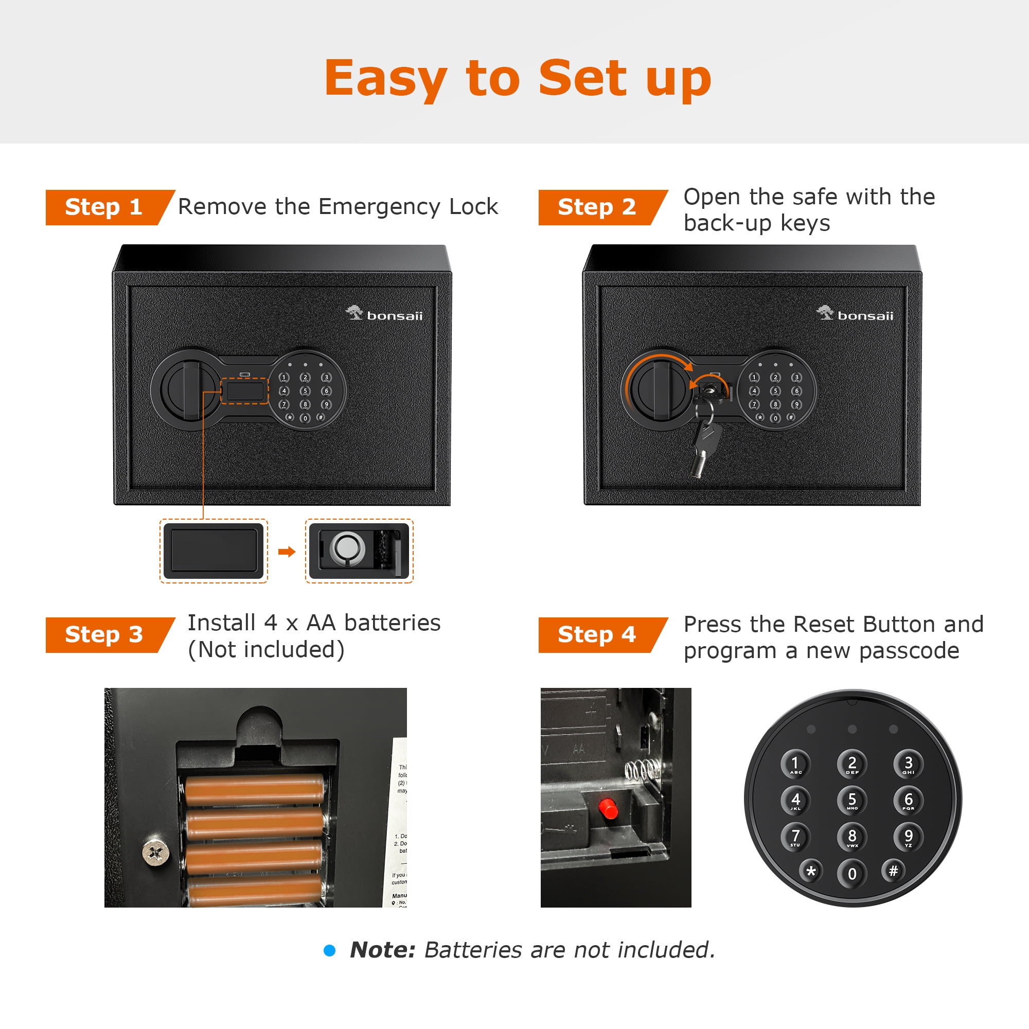 Bonsaii 0.6 Cubic Feet Safe Box with Electronic Digital Keypad for Home Office Hotel, Steel Lock Box with Removable Shelf for Cash Jewelry Documents