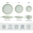 thumbnail image 2 of Famiware Nebula Stoneware Dinnerware Sets, 12-Piece Dish Set, Light Green with Brown Rim, 2 of 7