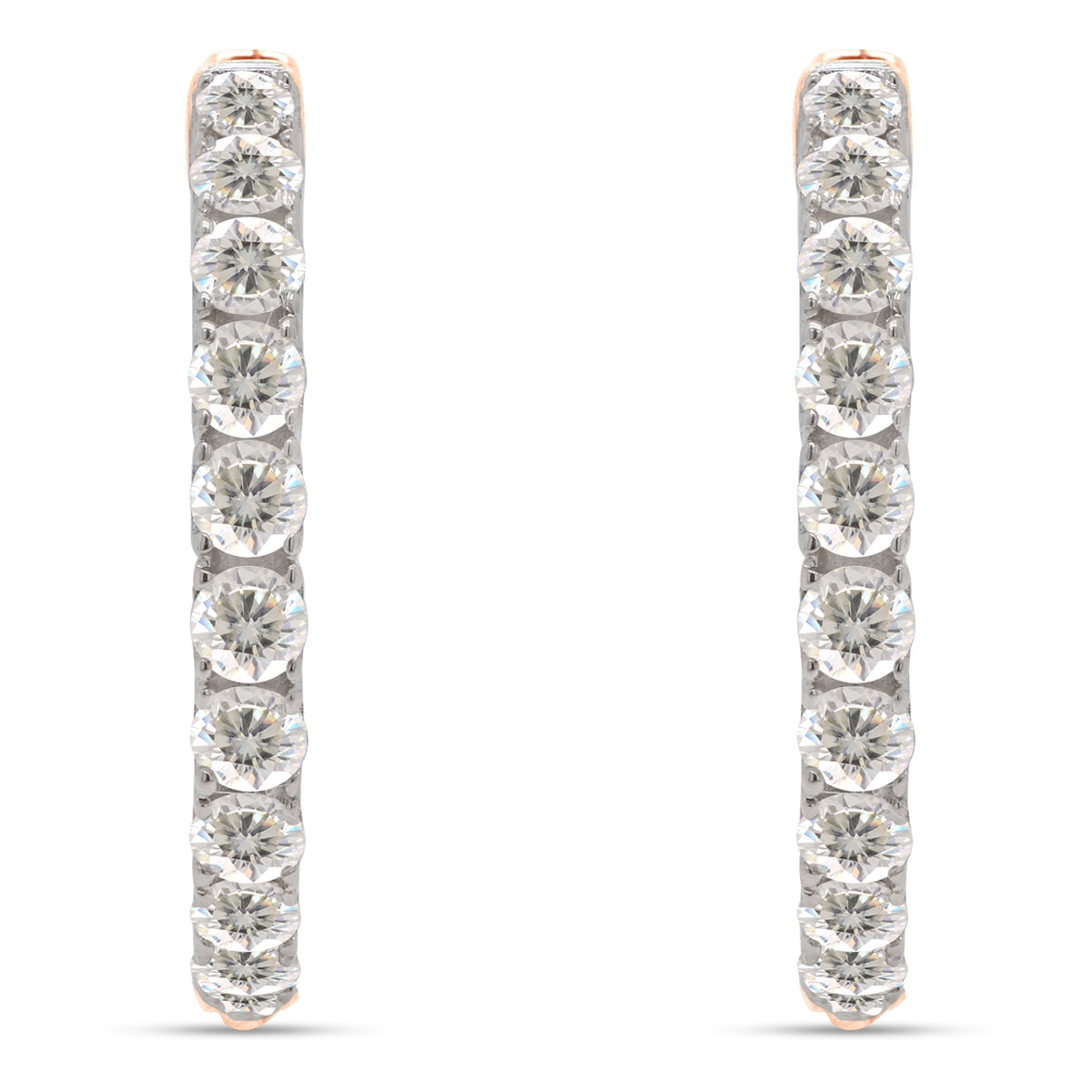 AFFY 2.10CT Round Moissanite Diamond Inside Outside Hoop Earrings for Women 14K Rose Gold over Silver