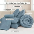 thumbnail image 3 of California King Comforter Set Grayish Blue - 7 Pieces Bed in a Bag Cal King Bedding Comforter Sets, Tufted Lightweight Fluffy Bed Set with Comforter, Sheets, Pillowcases & Shams, 3 of 14