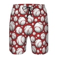 thumbnail image 3 of Honeii's Cute Baseball Print Men's Casual Shorts with Drawstring，Swim Trunks Quick Dry Beach Shorts, 3 of 5