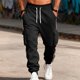 thumbnail image 4 of Ceisia Men Solid Color Loose Casual Pants Elastic Waist Drawstring Sports Gift Work Trousers, 4 of 9