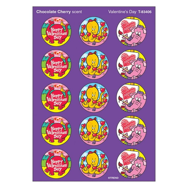 STINKY STICKERS VALENTINES 60/PK DAY CHOCOLATE CHERRY ACIDFREE