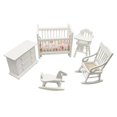 thumbnail image 2 of kusrkot 5Pcs/Set Modern 1/12 Scale Miniature Wooden Rocking Horse +Crib +Cabinet Set for, 2 of 9
