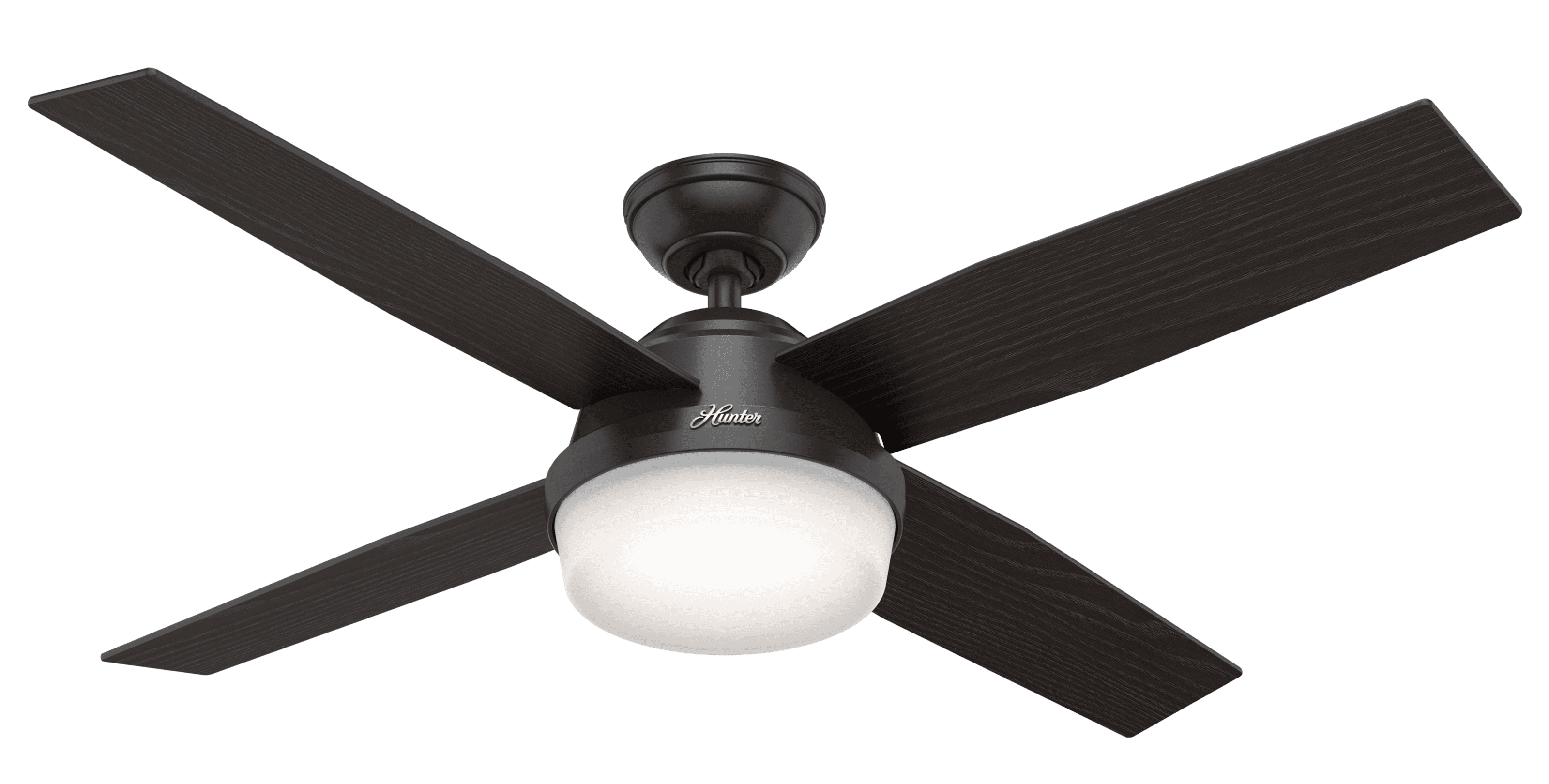 Hunter 52" Dempsey Matte Black Ceiling Fan with Light Kit and Remote