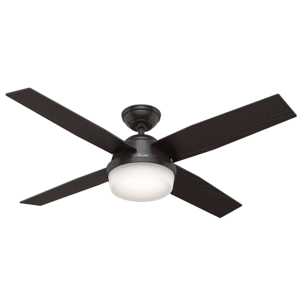 Hunter 52 Dempsey Matte Black Ceiling Fan With Light Kit And Remote Com - Modern Black Ceiling Fan Light
