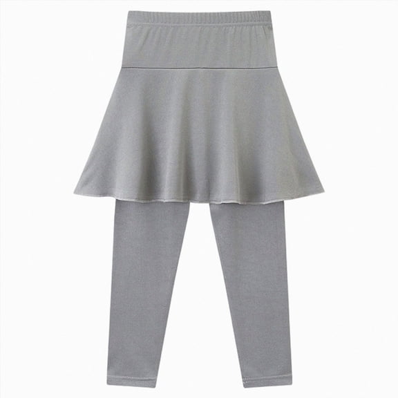 Girls Leggings With Skirt High Waisted Tennis Athletic Flowy Skirted Legging For Kid 2-3 Years,Grey Caqnni