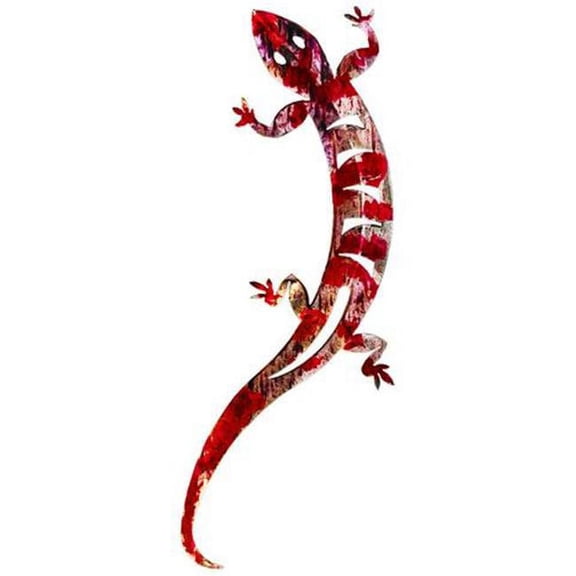 7055 817865022616 Lizard Metal Wall Art - Red