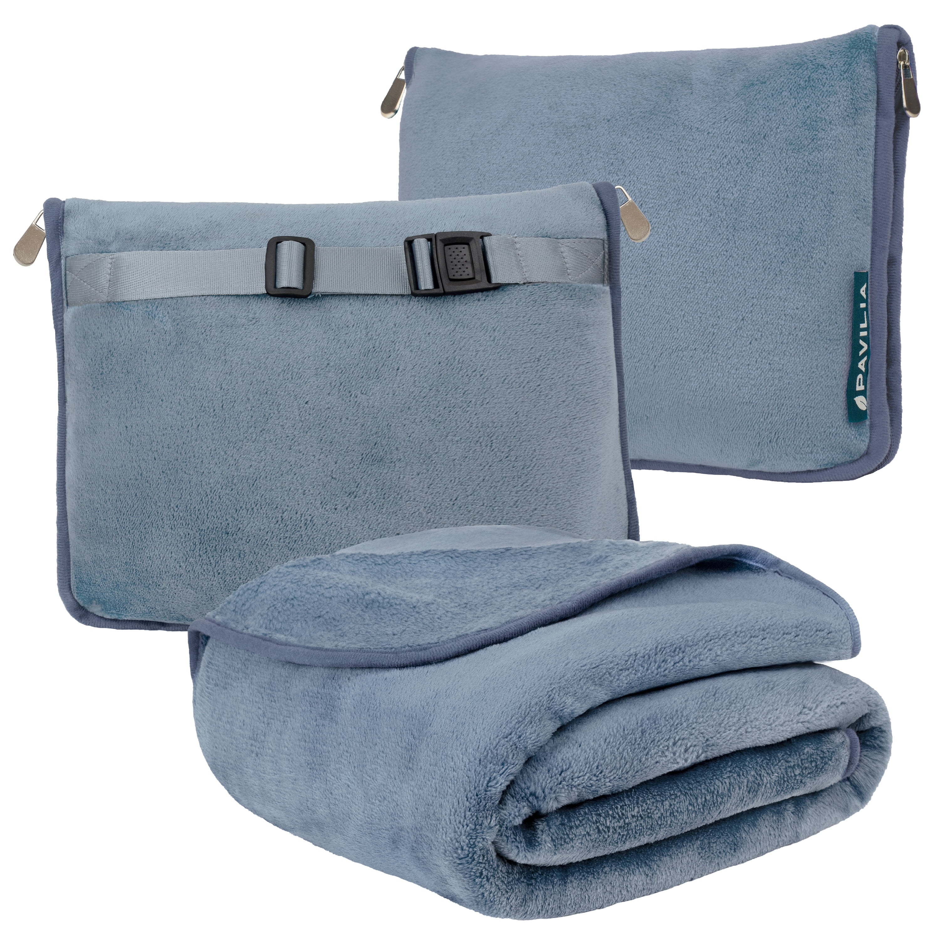 PAVILIA Travel Blanket Pillow, Soft Airplane Blanket 2IN1 Combo Set
