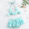 thumbnail image 2 of Xudanell Baby Girl Flower Swimsuit 3Pcs Halter Triangle Tops Ruffle Bottoms Sun Hat Bikini Set Bathing Suit Swimwear (Light Blue, 18-24 Months), 2 of 6