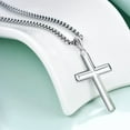 thumbnail image 3 of Men's Sterling Silver Cross Pendant Necklace with Stainless Steel Chain,Fine Jewelry Christian Confirmation Gifts for Men, 3 of 7