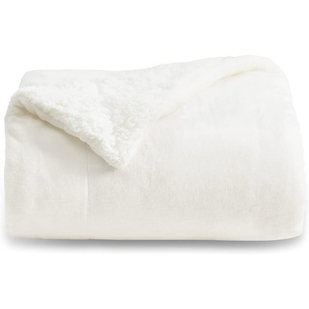 Bedsure Sherpa Fleece Throw Blanket Twin Size White Thick and Warm