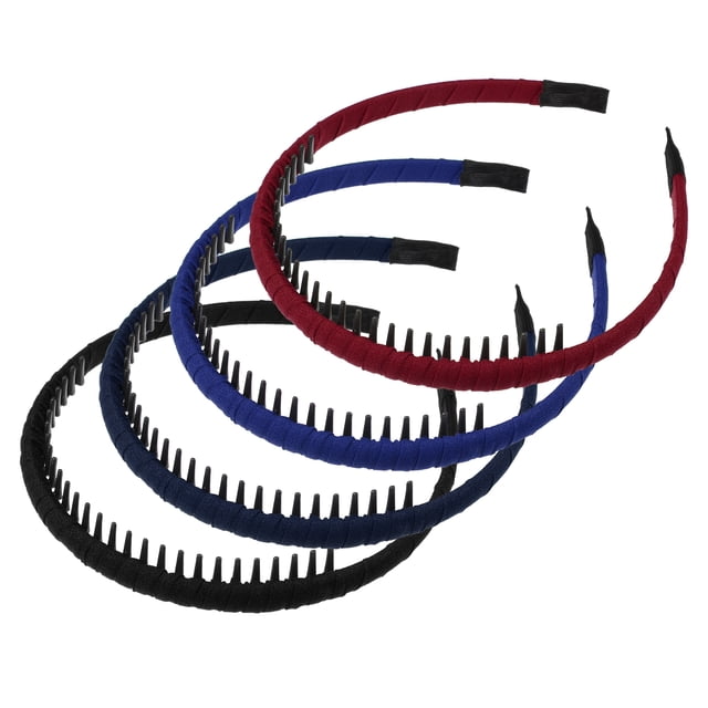 4 Uds. Diademas con peine de dientes para mujer, bandas para la cabeza antideslizantes, diadema para el pelo para mujer, rojo vino, negro, azul, azul marino