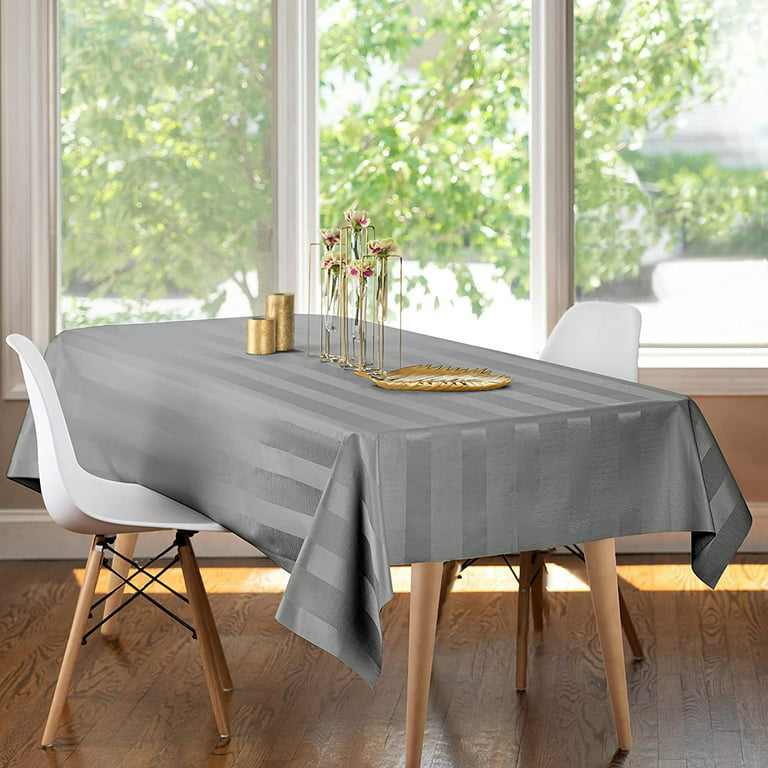 Luxury Table Protector Pad, 2 in 1 Table pad + Great Looking Tablecloth -  Heat Resistant, Spill & Stain Proof - Flannel Backing (54x72, Silver - Silk  Stripe) 