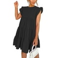 thumbnail image 3 of xiaxaixu Women Fashion Ruffle Sleeve Solid Color Dress Stylish Dress for Ladies, 3 of 5