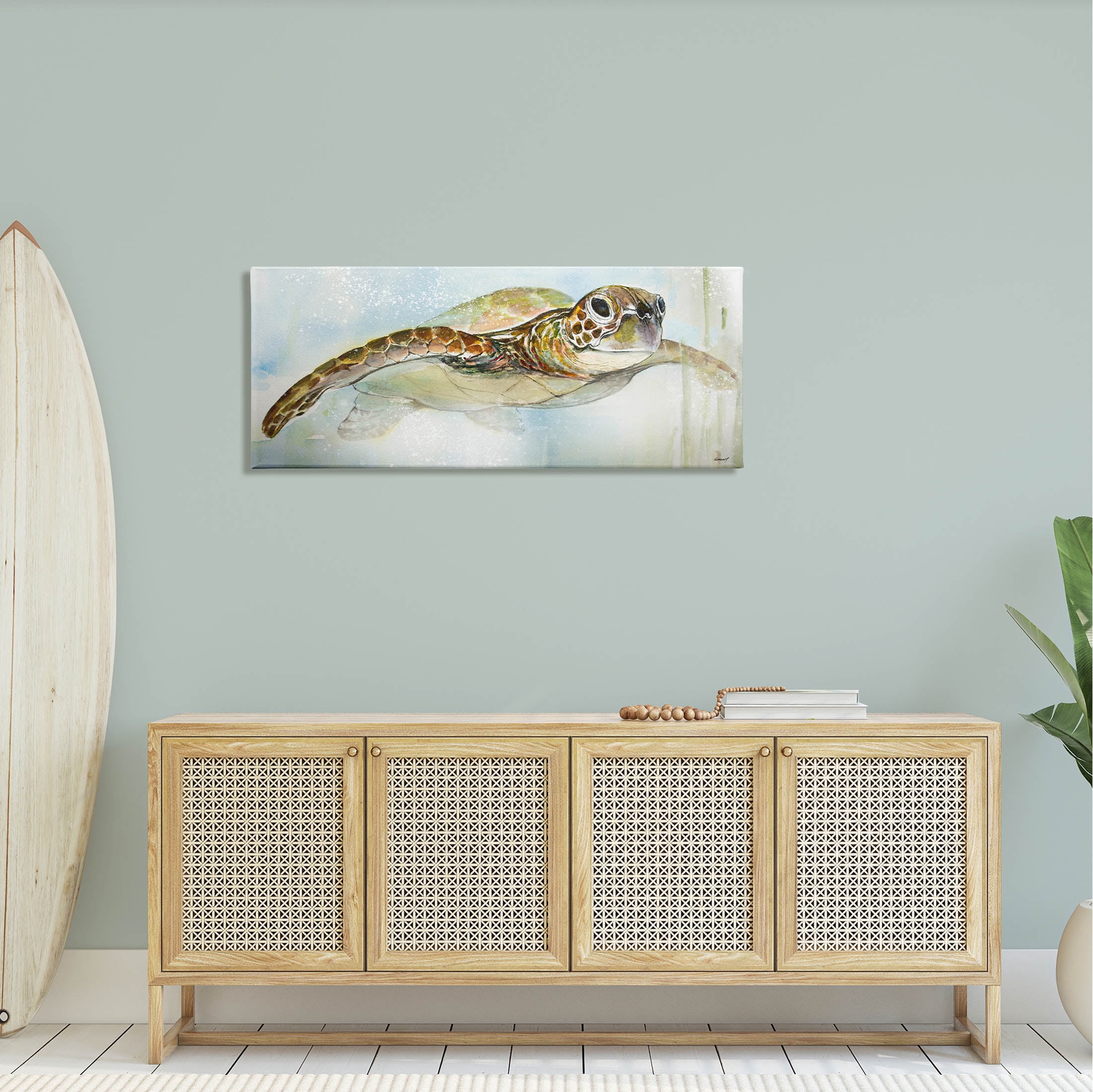 Stupell Industries Peaceful Sea Turtle Swimming Graphic Art Gallery Wrapped Canvas Print Wall Art, Design by Diannart
