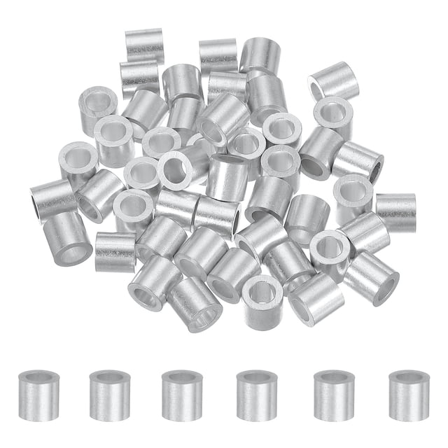 50Pcs 1/4" Aluminum Crimping Loop Sleeve for Wire Rope and Cable, Round