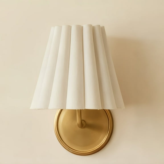 Modern Ruffled Shade Brass Sconce for Transitional Decor - Hardwired Lighting Bathroom Sconce Wall Lights for Bedroom