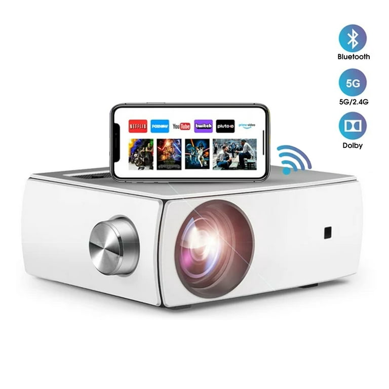 Vidéoprojecteur Bluetooth, 8500 Lumens 4K Supporté Full HD 1080P  Projecteur, Rétroprojecteur Home Cinéma pour Phones,Fire Stick,PS5,AV,USB,  Silver
