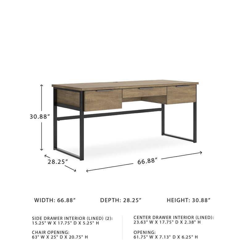 Signature Design by Ashley Montia Light Brown 67" Home Office Desk