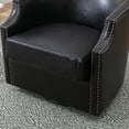 thumbnail image 3 of Lunale Leather Swivel Accent Barrel Chair, Club Chair Comfy Reading Armchair, Black, 3 of 5
