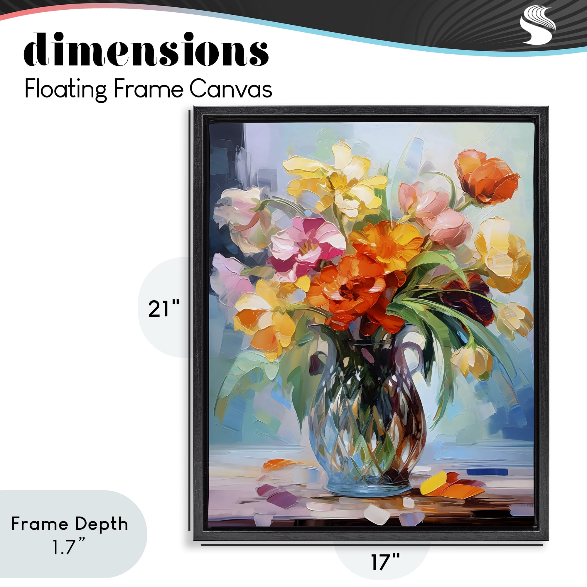 Stupell Industries Dreamy Bouquet of Vibrant Blooms Black Framed Floater Canvas Wall Art, design by Creative Studio