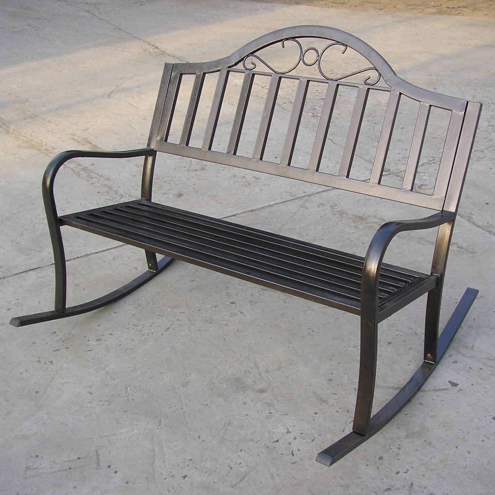 Lovely Rocking Bench Outdoor Part - 4: Tubular Iron Rocking Bench In Hammer Tone Bronze Finish - Walmart.com