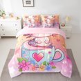 thumbnail image 2 of Homewish Cute Pink Axolotl 7-Piece Bedding Comforter Set for Children Boys Girls,Cartoon Floral Salamander King Bedding Sets,Dreamy Gradient Ombre Ultra Soft Bed Sheets,Microfiber Bedroom Decor, 2 of 8