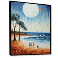 thumbnail image 2 of Designart "Beach Sandy Charm Pointillism I" Nautical & Beach Floater Framed Wall Art Living Room, 2 of 7