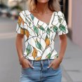 thumbnail image 2 of bnaln Women Tops Summer T Shirts Casual Button Short Sleeve Shirts Floral Printed V Neck Tees Shirts Elegant Tunic Tops Dressy Blouses Ladies Henley Shirts Pullover Going Out Tops, 2 of 5