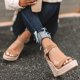 thumbnail image 4 of Sandalias con correa de tobillo ajustable para mujer, zapatos de tacón alto con plataforma y tachuelas de alpargata-marrón-EU 42 Bolígrafo Bolígrafo Bolígrafo de papelería, 4 of 5