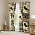 thumbnail image 3 of Farmhouse Decor,Rustic Moose Window Curtains 2 Panels 42"Wx90"L,Deer Hunter Blackout Curtains,Woodland Curtains & Drapes Patchwork Brown Green Checkered Buffalo Plaid Decor, 3 of 6