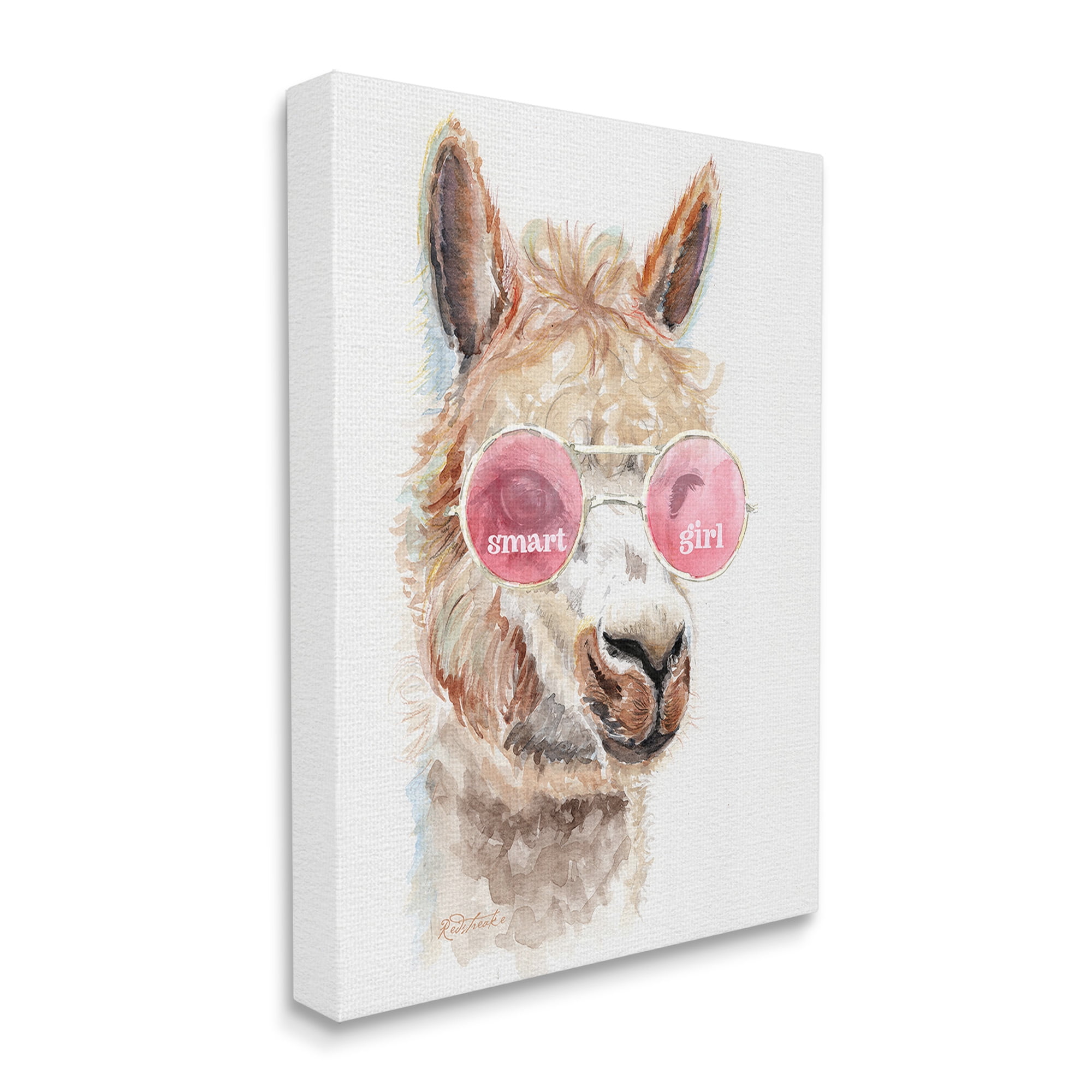Stupell Industries Smart Girl Llama Animals & Insects Painting Gallery Wrapped Canvas Art Print Wall Art, 30 x 40