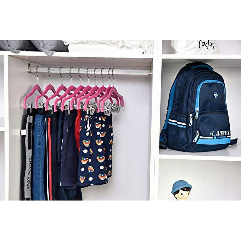 Quality Kids Children's Plastic Non Velvet Non-Flocked Thin Compact Skirt  Pant Coat Hangers with Metal Clips for Skirts Pants Blouses 360° Swivel  Hook, Jacket, Shirt, Legging, Suit Hangers (Pink, 10) 