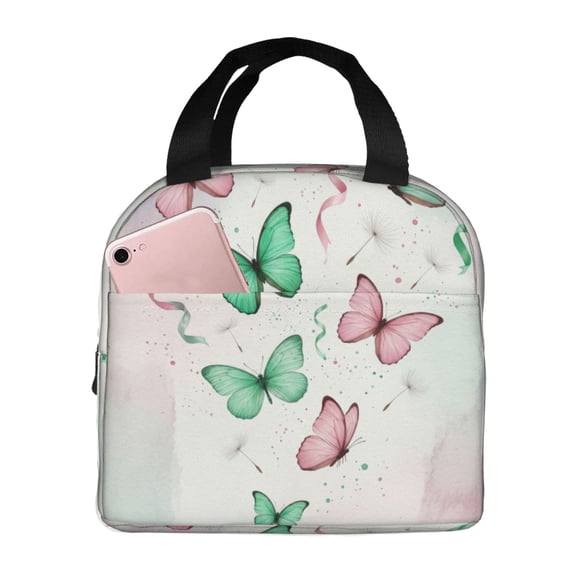 Butterfly Insulated Lunch Bag Box For Women Cooler Thermal Waterproof Reusable Tote Bag With Big Pocket For Work Office Picnic