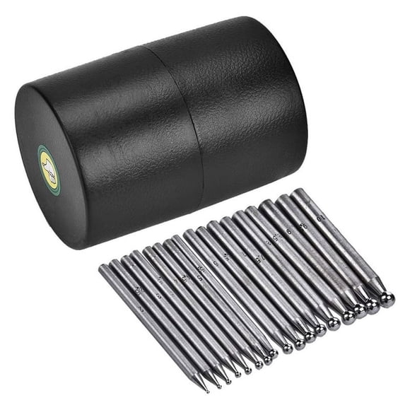 17PCS Dapping Punches Jewelry Goldsmithing Manufacturing Doming Tool Dapping Block Punch for Craftsmen and Artists