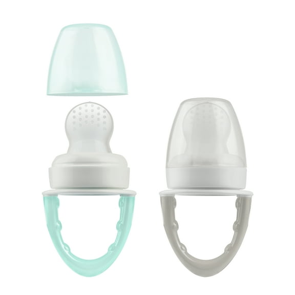 Dr. Brown's Designed to Nourish, Fresh Firsts Silicone Feeder, Solid Food Feeding, Mint/Gray, 2 Pack