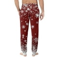 thumbnail image 4 of Dwelliawo Merry Christmas Men's Pajama Pants Snowflake Graphic Jogger Sleep Pant Loose Fit Elastic Waist Pajama Pants with Pockets Christmas Lounge Pants Red XL, 4 of 5
