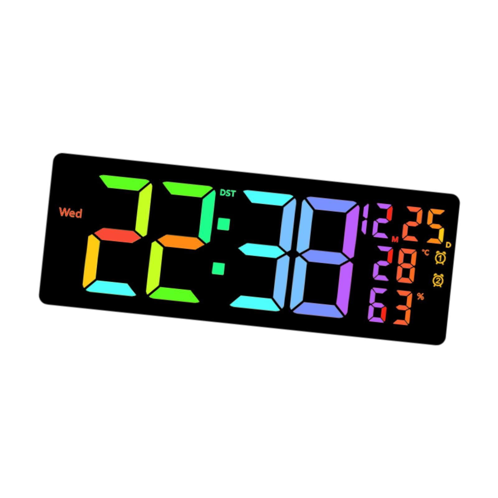 deevoka LED Digital Wall Clock Calendar 12/24H  degreeF/ degreeC Switchable Auto Dimming Date Week