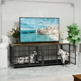 thumbnail image 6 of Bingopaw Triple Door Wooden Dog Crate Indoor, Black, Extra Large, Removable Tray, 42.32"L x 28.15"W x 31.89"H, 6 of 12