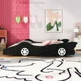 thumbnail image 3 of Harper & Bright Designs Full Size Race Car-Shaped Platform Bed with Wheels, Wooden Full Floor Bed for Kids Boys Girls Teens, Black, 3 of 10