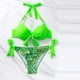 thumbnail image 2 of Traje de Baño de Tres Piezas para las Mujeres de Moda Casual Corbata Sexy Cintura Alta Cristal Beach Bikini Set, Poliéster, 2 of 9