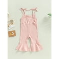 thumbnail image 4 of Bagilaanoe Toddler Baby Girl Summer Jumpsuit Sleeveless Ribbed Romper Overalls 12M 18M 24M 3T 4T 5T Kids Long Flare Pants Casual Outfits, 4 of 8