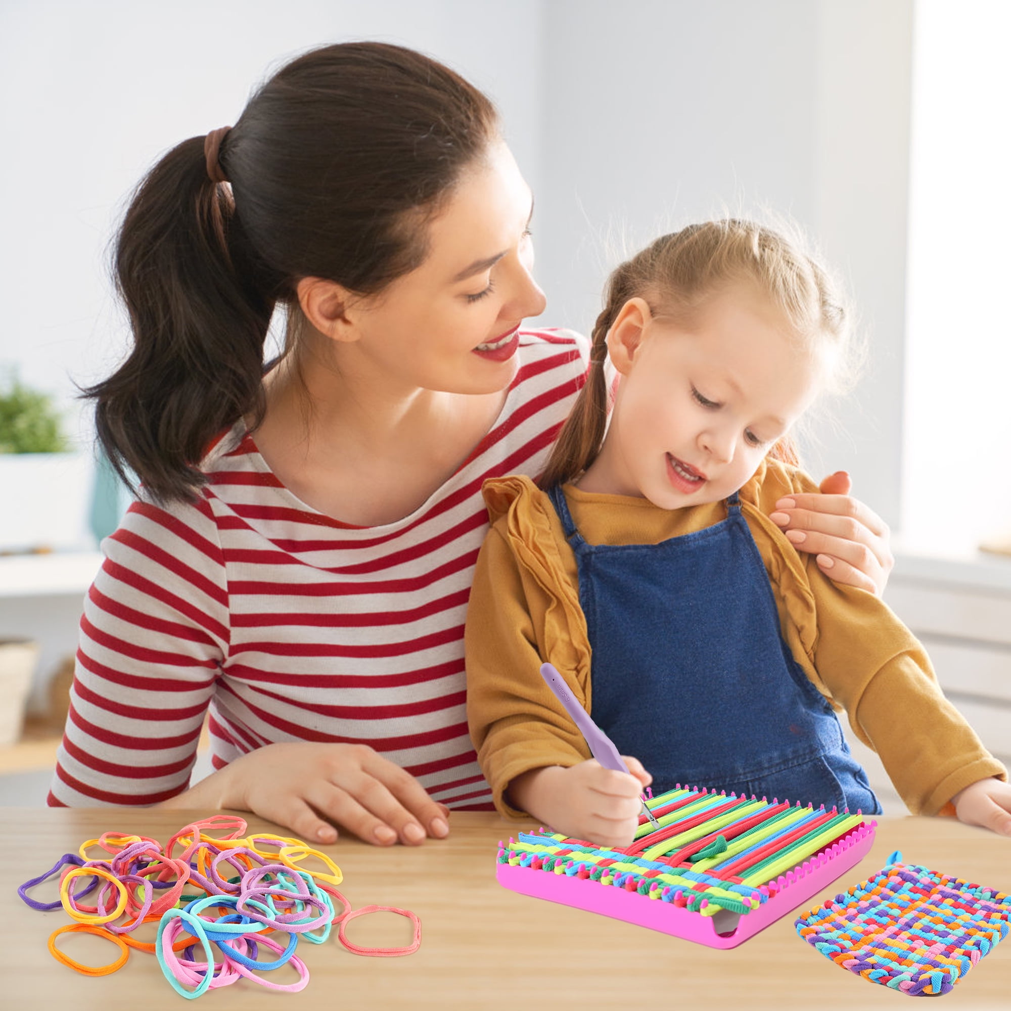 JUGAAD LIFE Weaving Loom Kit Toys for Kids and Adults, 108 PCS DIY Potholder Loops Arts and Crafts for Girls 6 7 8 9 10, Pot Holder Loom Knitting Kits, Birthday Gifts for Boys