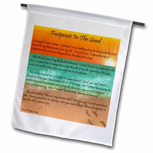 3dRose, Footprints In The Sand , 18 x 27 inch Garden Flag