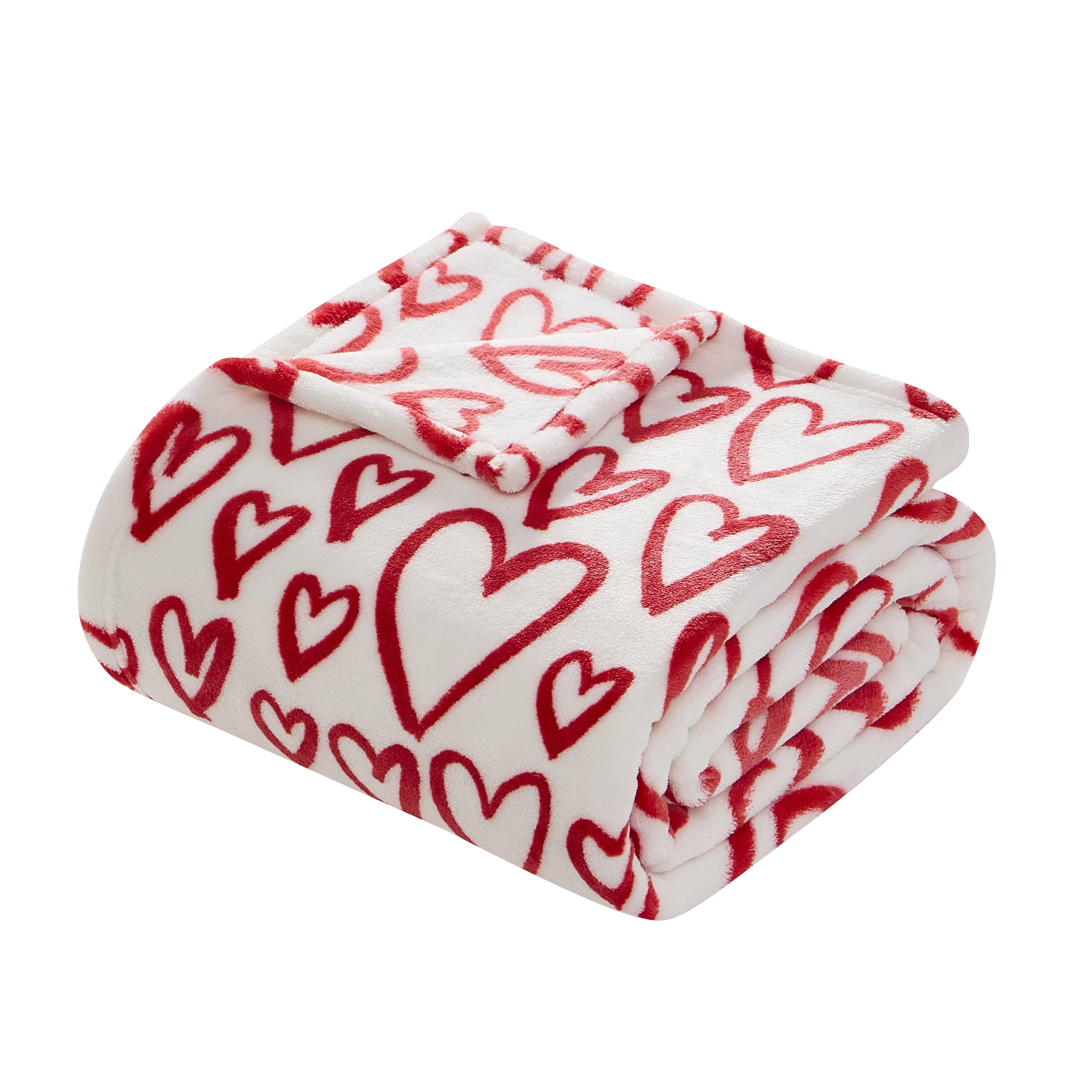 Hallmark Red/White Heartstring 50" x 70" Plush Throw Blanket