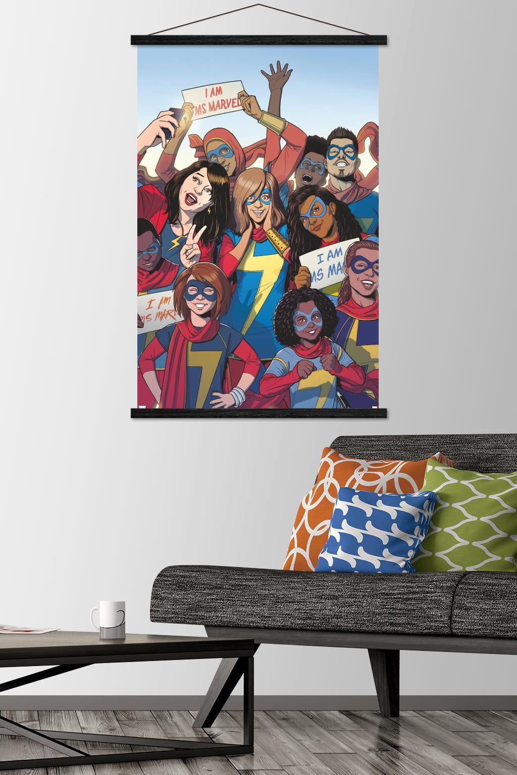 Marvel Comics - Ms. Marvel - Ms. Marvel #37 Wall Poster with Wooden Magnetic Frame, 22.375" x 34"