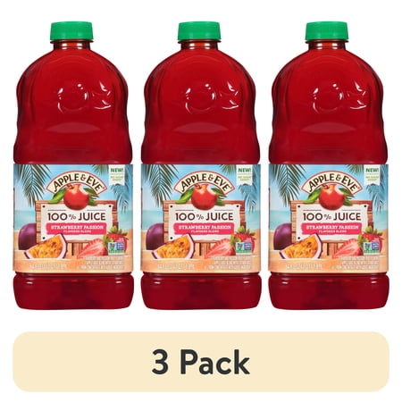 (3 pack) Apple & Eve Strawberry Passion Flavored Blend 100% Juice, 64 fl oz Bottle