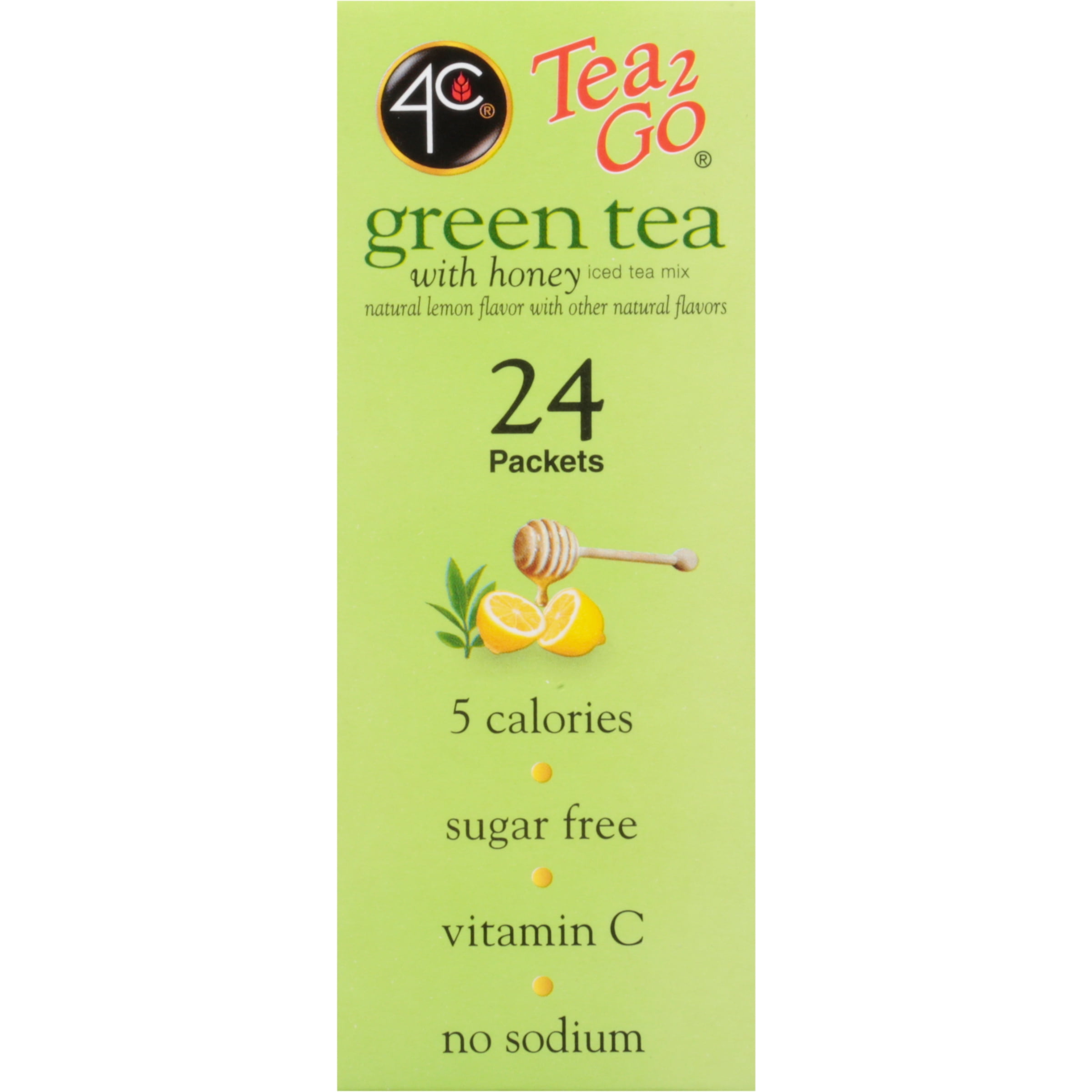 4C 24 Packets Tea2Go Green Tea with Honey Sticks